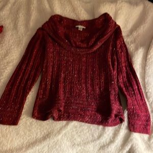 Cowl neck sparkle sweater